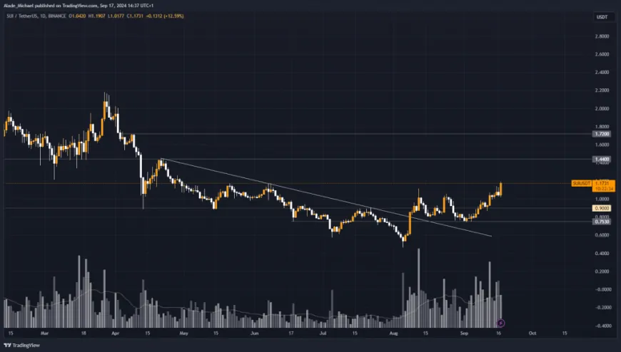 SUI PRICE ANALYSIS & PREDICTION (September 17) – SUI Breaks Above $1 Following 14% Surge, Set For A Massive Gain