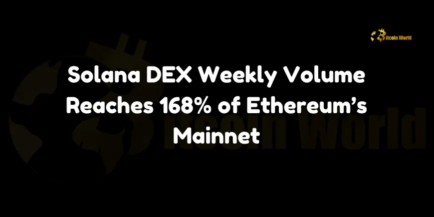 Solana DEX Weekly Volume Reaches 168% of Ethereum's Mainnet