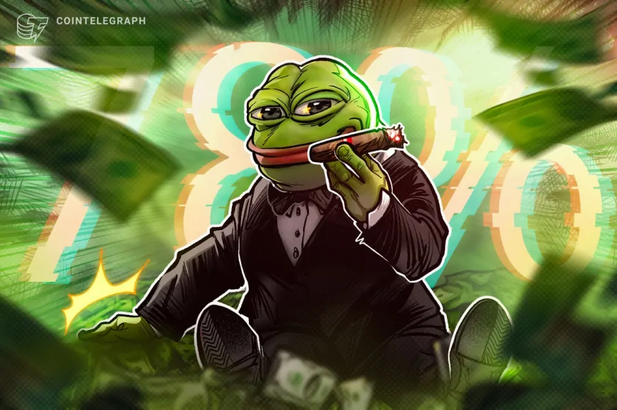 PEPE rallies 78% to new all-time highs as the memecoin market cap tops $116B