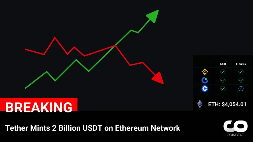 Tether Generates 2 Billion USDT on Ethereum Network, Driving $ETH Price to $4,054.01