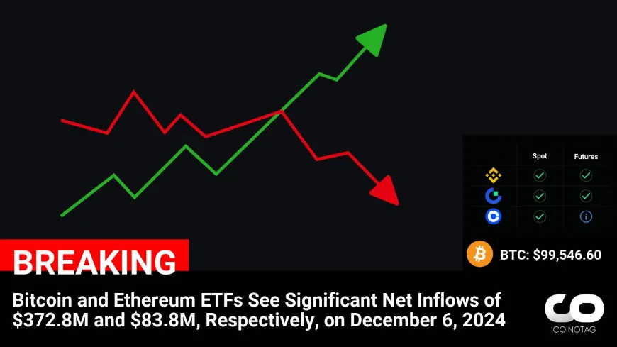 Bitcoin and Ethereum ETFs Experience Record Net Inflows on December 6, 2024, Adding $372.8M and $83.8M Respectively