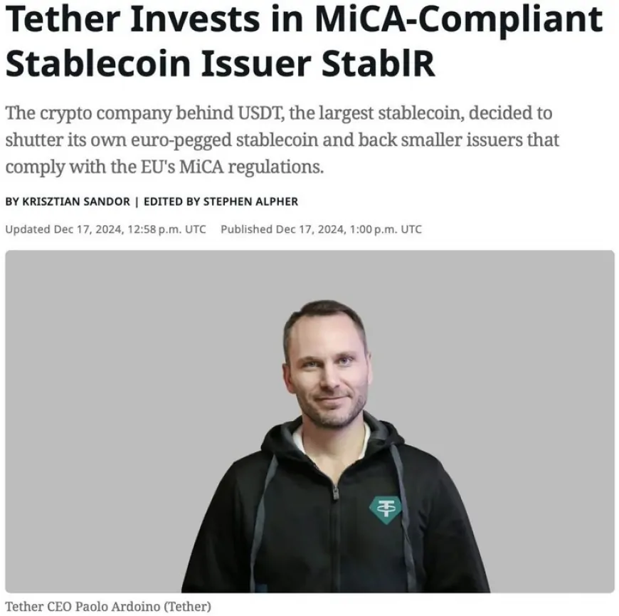 Tether Backs StablR to Promote Stablecoin Adoption in Europe Amid MiCA Compliance