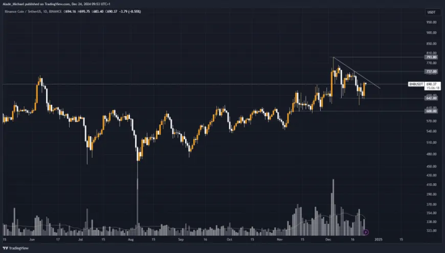 BINANCE COIN PRICE ANALYSIS & PREDICTION (December 24) – Can BNB Break Above This Falling Resistance Amid Fresh Recovery?