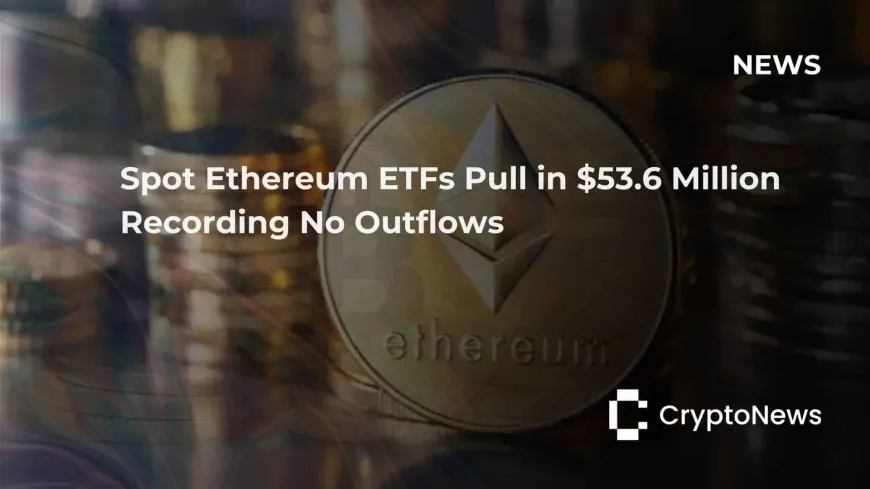 Spot Ethereum ETFs pull in $53.6 million recording no outflows 