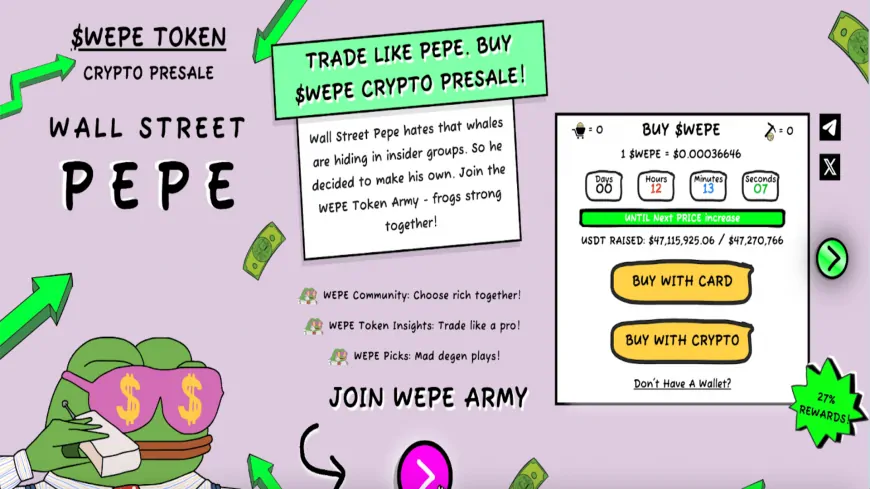 Wall Street Pepe Set for 2025's Biggest Meme Coin Launch as Presale Nears $50M