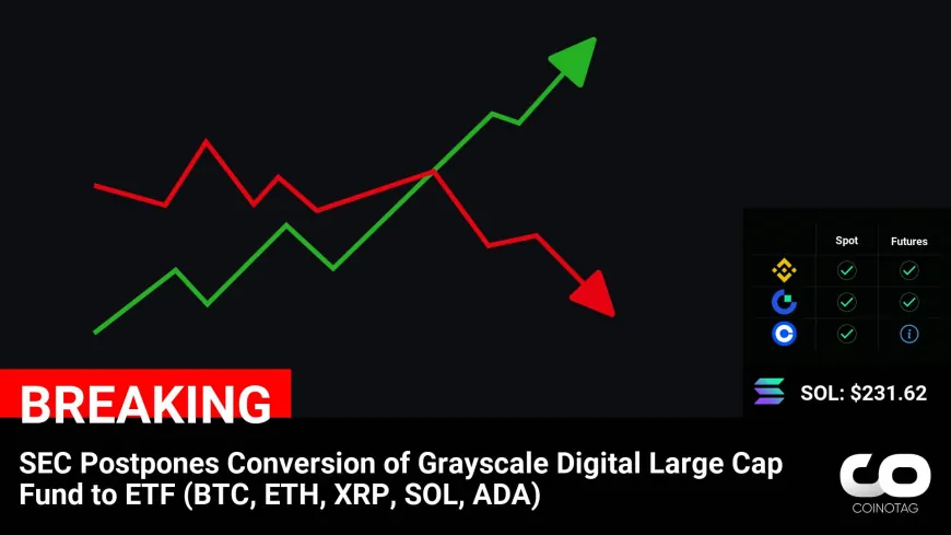 SEC Delays Grayscale Digital Large Cap Fund ETF Conversion for Top Cryptocurrencies Including BTC, ETH, XRP, SOL, and ADA