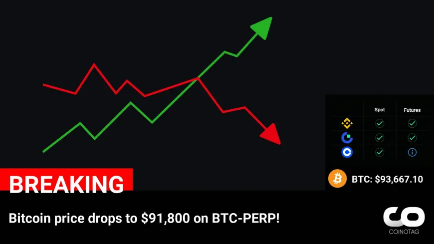 Bitcoin Crashes to $91,800 on BTC-PERP: Latest Price Update for $BTC