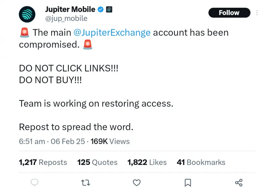 Scammers Hack Jupiter DEX and Ex-Malaysian PM's X Accounts to Promote Scam Coins