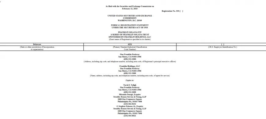 Franklin Templeton Files for Solana ETF With Staking in SEC Proposal