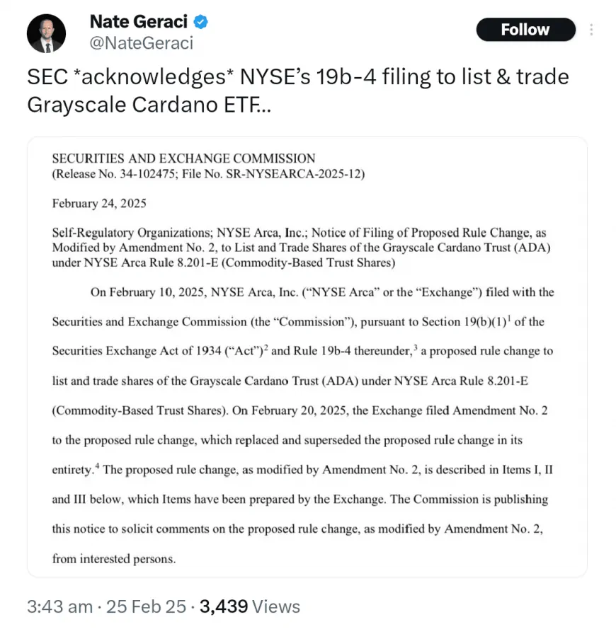 SEC Begins Review of Grayscale's Spot Cardano ETF Proposal