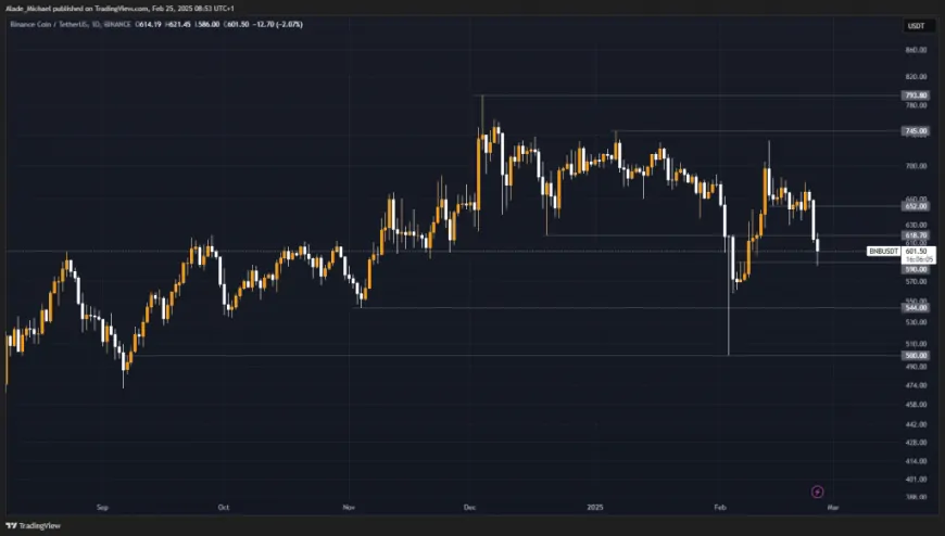 BINANCE COIN PRICE ANALYSIS & PREDICTION (February 25) – BNB Sits at $600 After a Slight Rejection, Will it Hold?