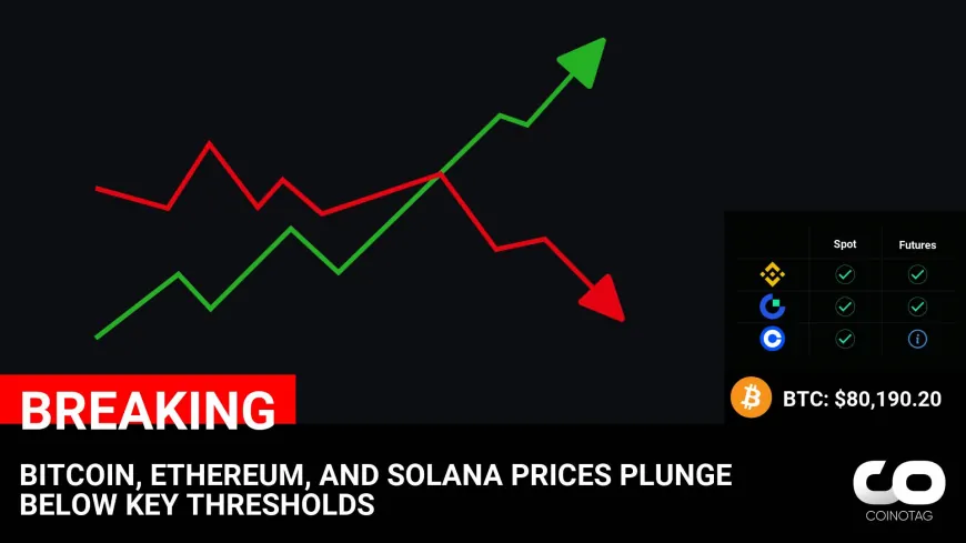 BITCOIN, ETHEREUM, AND SOLANA PRICES PLUNGE BELOW KEY THRESHOLDS

?Coin:
Bitcoin ( $BTC ) $80,190.20
Ethereum ( $ETH ) $2,154.17
Solana ( $SOL ) $129.20